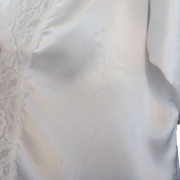 Vintage 80s White Lace Satin Slip Nightgown Robe Peignoir Set Wedding Honeymoon - Picture 8 of 16